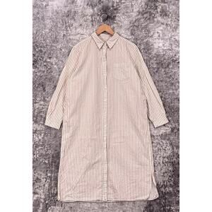 Striped Long Shirt Dress - Neutral Stripe